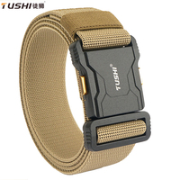 TUSHI New Men's Tactical Belt Canvas Woven Breathable Belt Durable Outdoor Belt Ideal Gift Choice