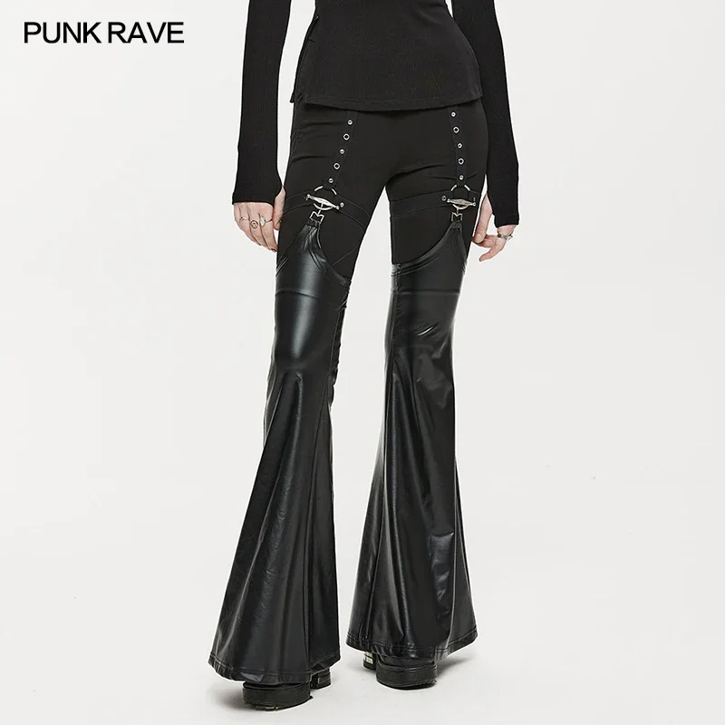 

PUNK RAVE Women's Punk Detachable Leg Warmers Pants +two Piece Removable Gohic Personalized Trousers Flare