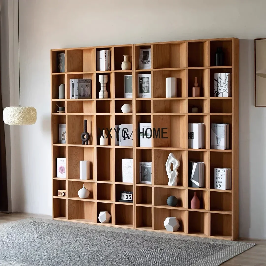 Cherrywood Solid Wood Bookshelf Floor Combined Display Rack