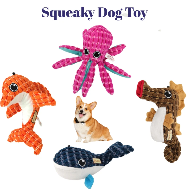 

Animal Squeaking Dog Toys Octopus Dolphin Hippocampus Whale Shape Durable Interactive Pet Toy Soft Plush Clean Teeth Puppy Toys