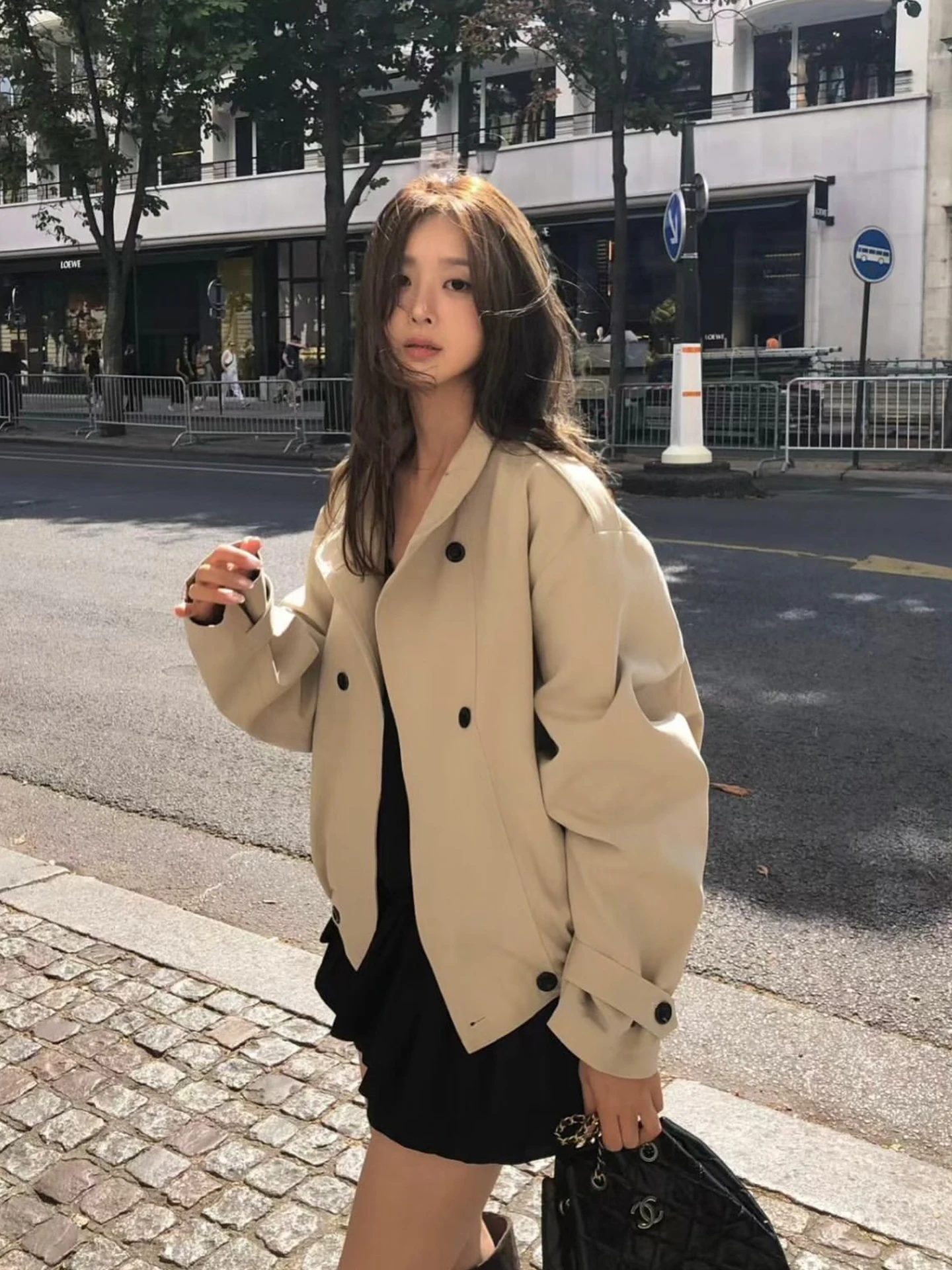 Kaki Short Loose Women's Coat Korean Style Jacket Autumn New Fashion Small Size Shirt Cotton 100% Double Breasted Button