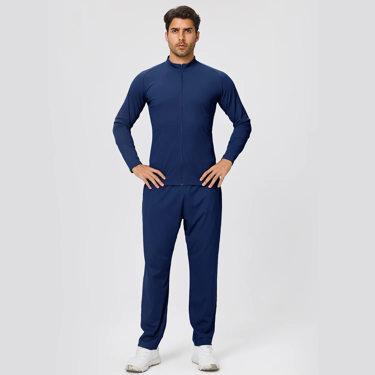 Men's Autumn Winter Fleece Lined Sports Set Light Warm Fleece Long Sleeve Top & Pants Warm Casual Fitness Outfit 2 Piece Suit