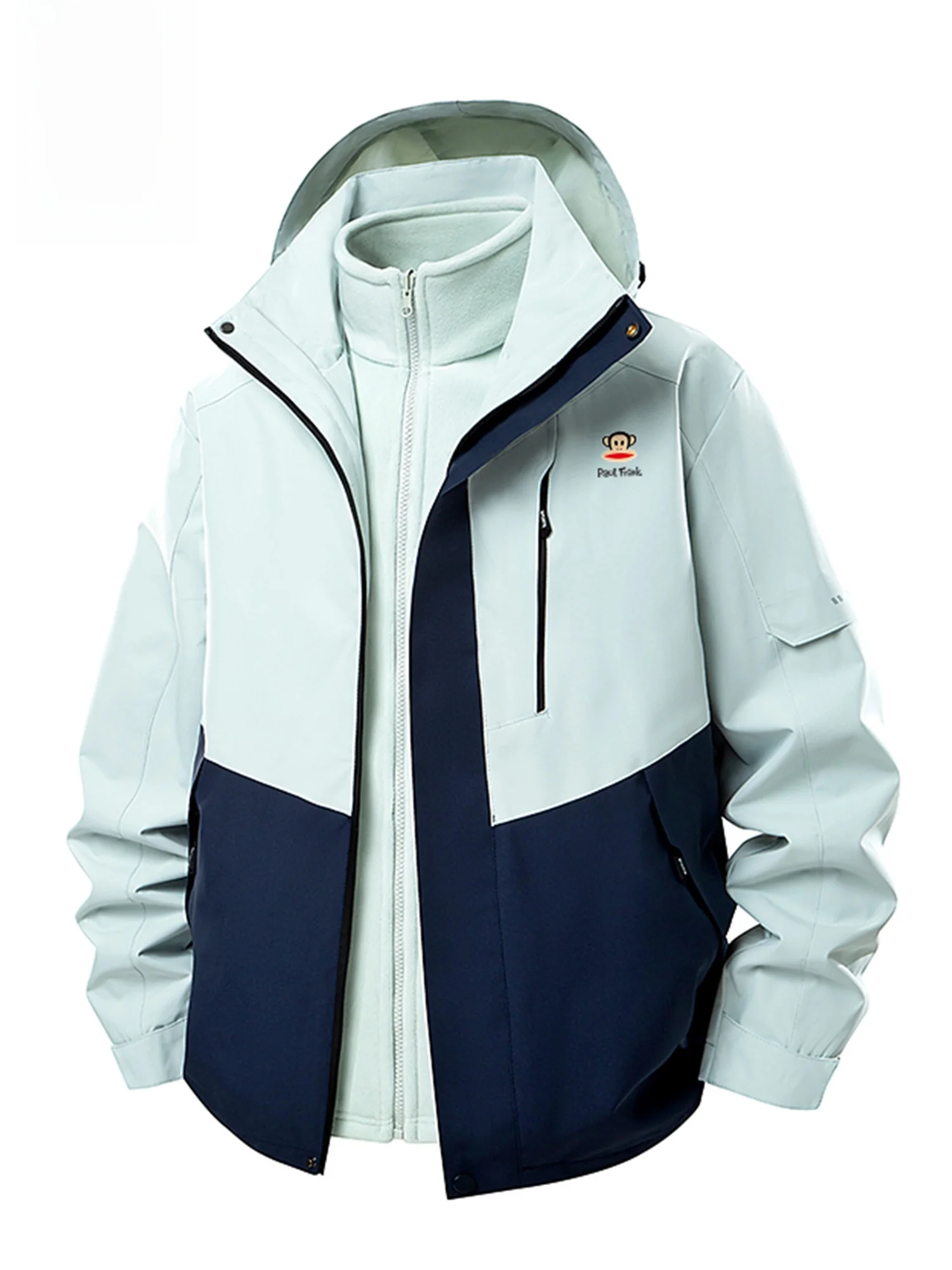 

Куртка Paul Frank American Workwear Color Block с флисовой подкладкой и капюшоном, мужская, осенне-зимняя, теплая, для ношения как внутренняя, так и внешняя одежда, повседневная, стильная