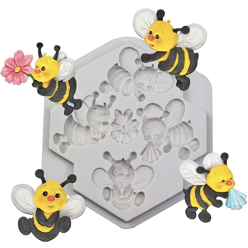 Bee Silicone Mould for Cake Decorating Insect Fondant Chocolate Sugarcraft Topper Kitchen Baking Mold for Cookie Pastry DIY