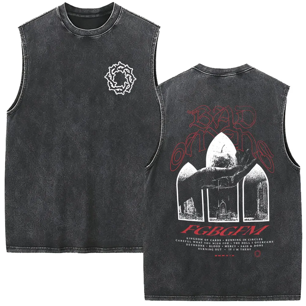 Rock Band Bad Omens Vintage Washed Tank Tops Men Women Gothic Oversized Sleeveless Vest T Shirt Male High Quality Cotton Tshirt