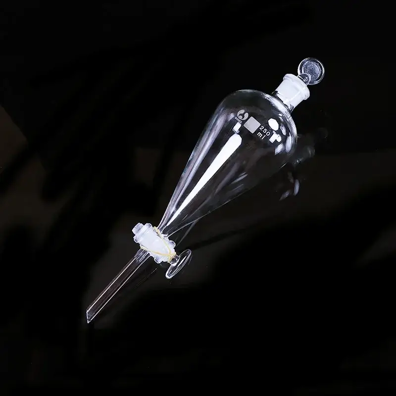 1pcs 30ml to 1000ml pear-shaped Clear And Thick Separating Funnel with glass/PTFE Piston for Lab experiment - Image 4