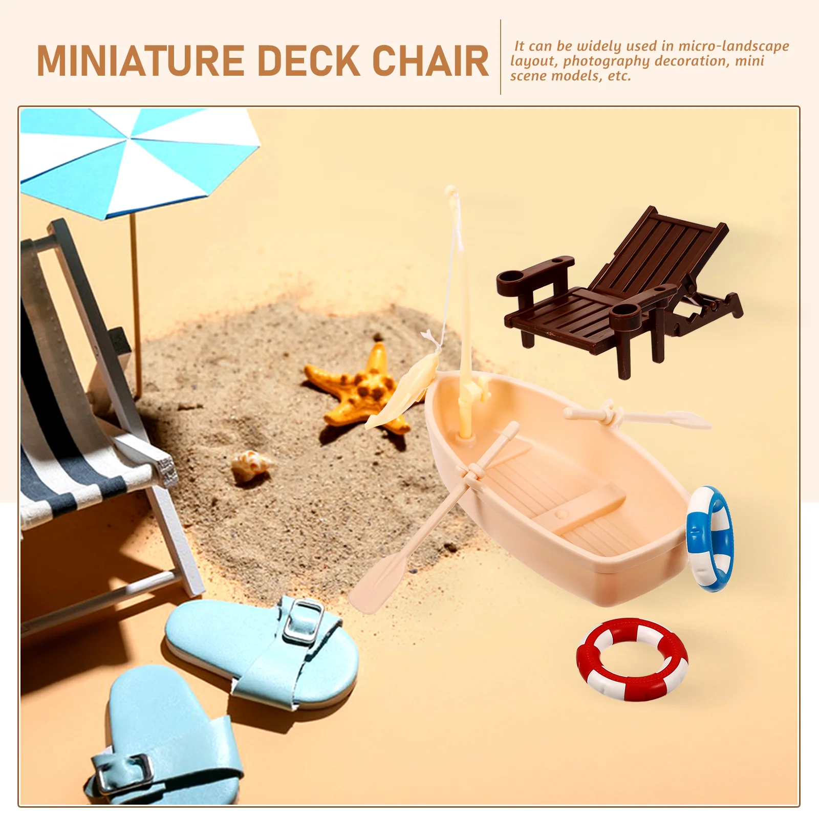 Puppenhaus Schwimmbad Mini Möbel Miniatur Lounge Stuhl Sommer Szene Prop Deck