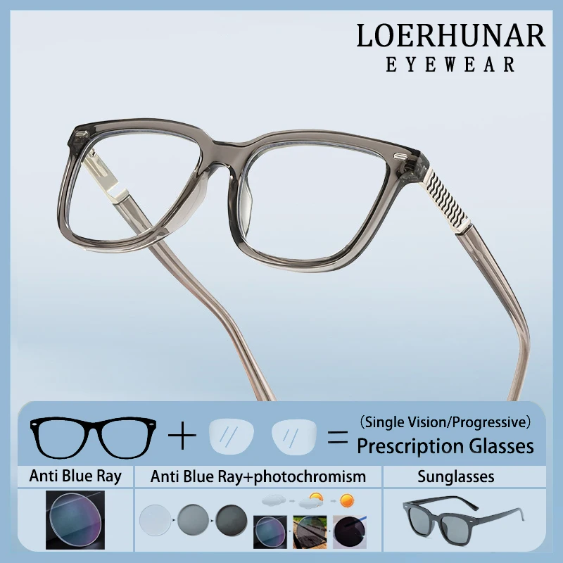 Oversized Square Frame Legs  Insert Metal Prescription Glasses Reading Eyewear Men Photochromic Anti Blue Light Myopia Eyewear