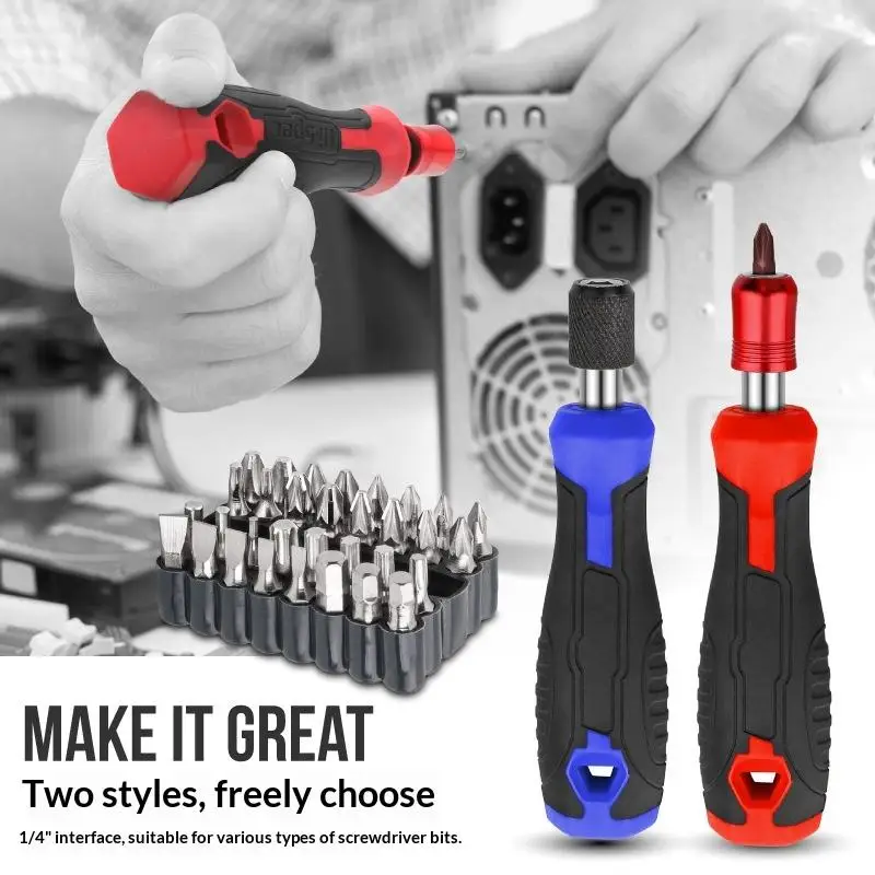1/4 Inch Mini Ratchet Wrench Set Reversible Socket Wrench Hex Bit Driver CR-V Hand Tool for Bicycle Car Repair and DIY Set