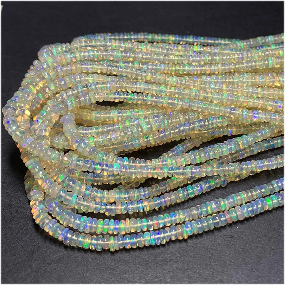 Veemake White Yellow Fire Opal Rondelle Beads Jewelry Design Making Natural Gemstones Crystal DIY Necklace Bracelets Earrings