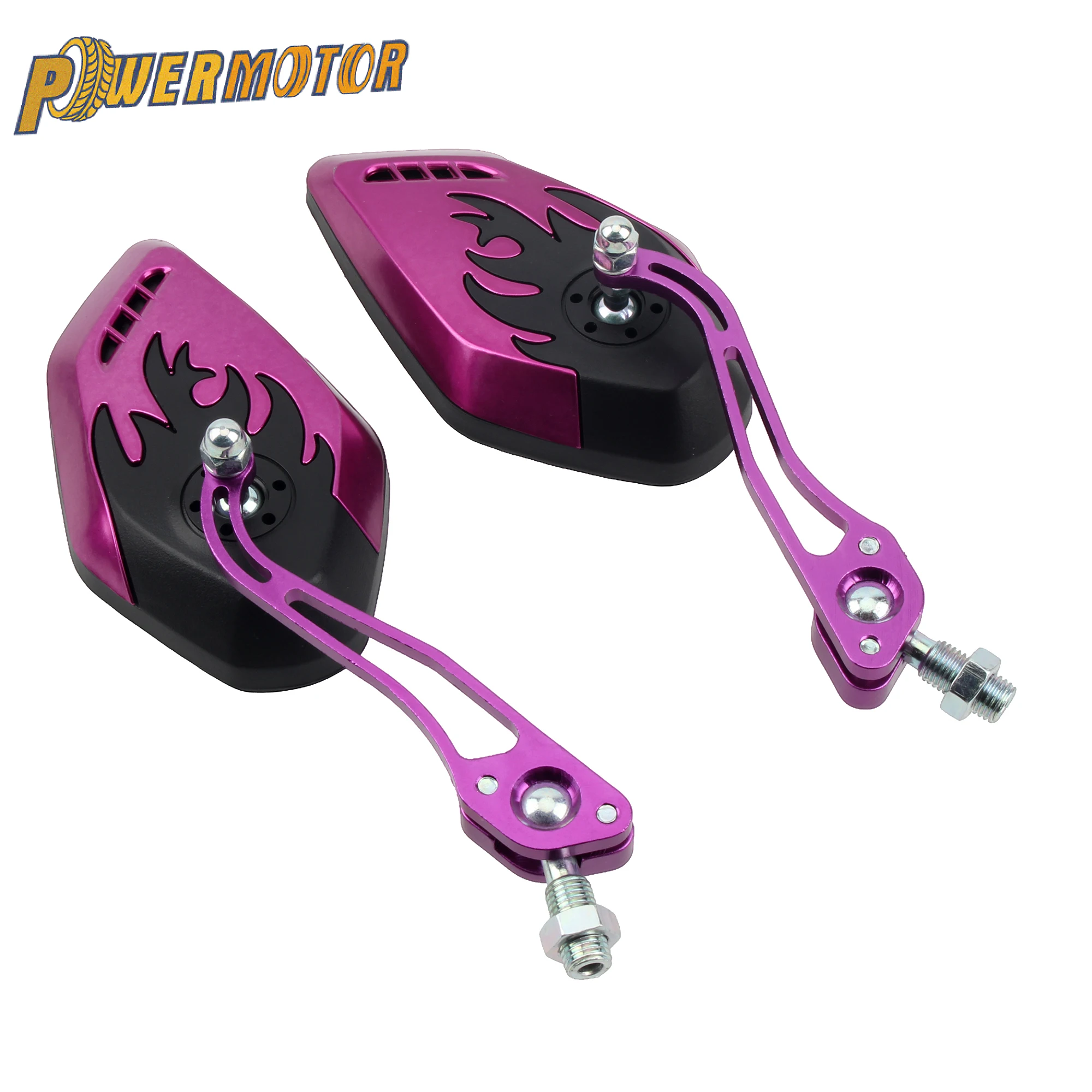 Motorcycle Adjustable Side Mirrors 360° Clear Rotating 1Pair M10 Thread Universal Flame Pattern For Dirt Bike Modification Parts
