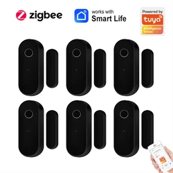 Tuya Smart Zigbee Door Sensor Door Window Open Close Detector Black Smart Home Security System Work With Gateway Smart Life APP