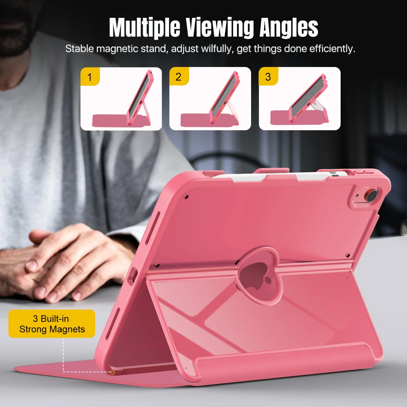 MoKo iPad 10th Generation Case with Pencil Holder,iPad Case 10th Generation 2022 10.9 inch,Built-in Screen Protector Clear Back