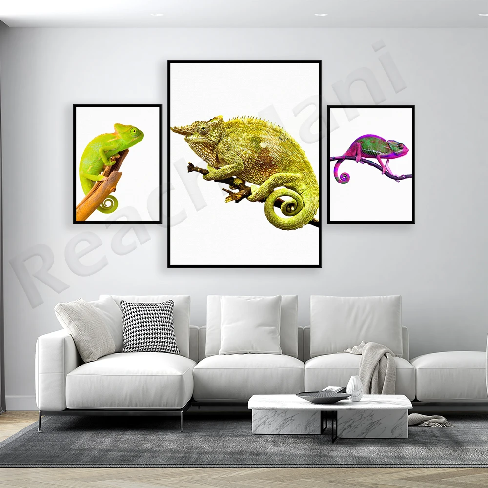 

Chameleon Canvas Painting Abstract Surreal Nature Animal Posters and Prints Wall Art Picture for Living Room Decor Cuadros