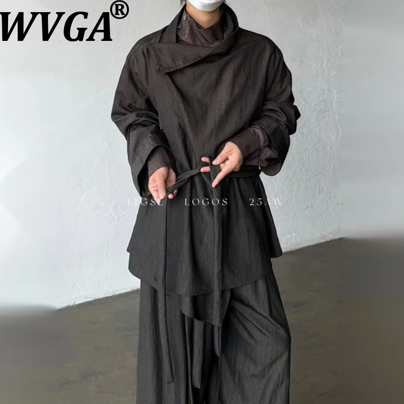 

WVGA весна осень новый мужской прилив High Street винтажные модные рубашки с длинными рукавами нишевые шикарные повседневные топы с отложным воротником Ins W12378