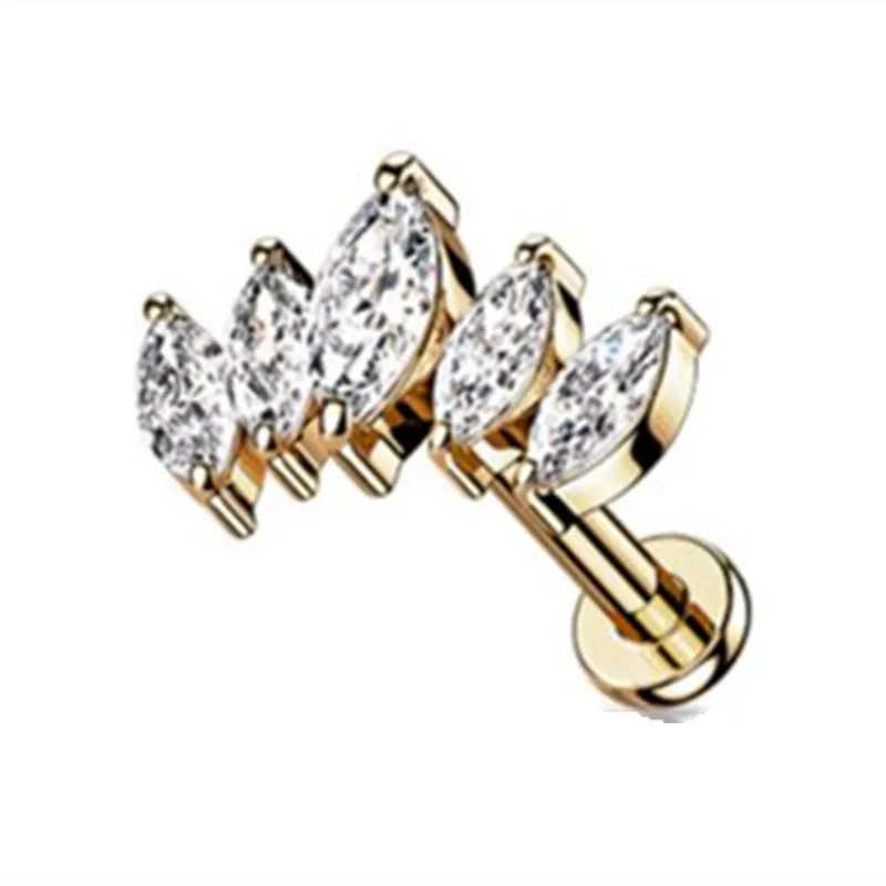 Butterfly Labret Piercing Lip Stud Cluster Crystal Earrings