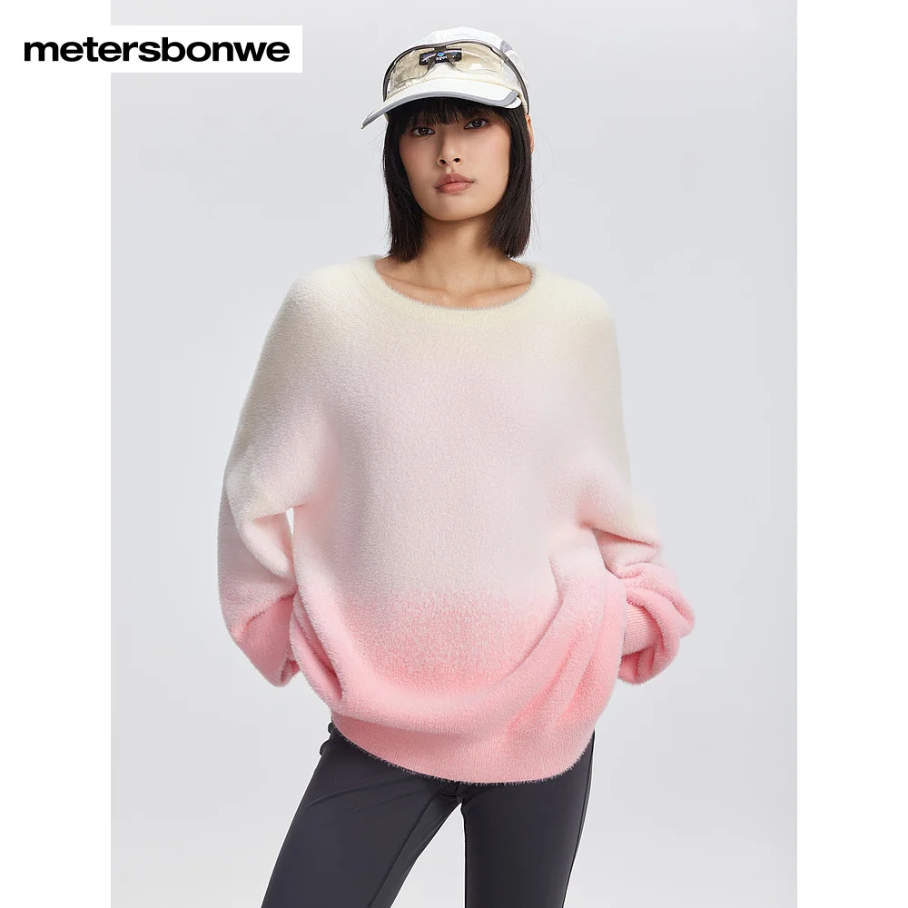 

Metersbonwe-Women's Long-Sleeved Sweater Jumper Gradient Color Round Collar Regular Soft Pullover Commuter Sweet Girl Winter