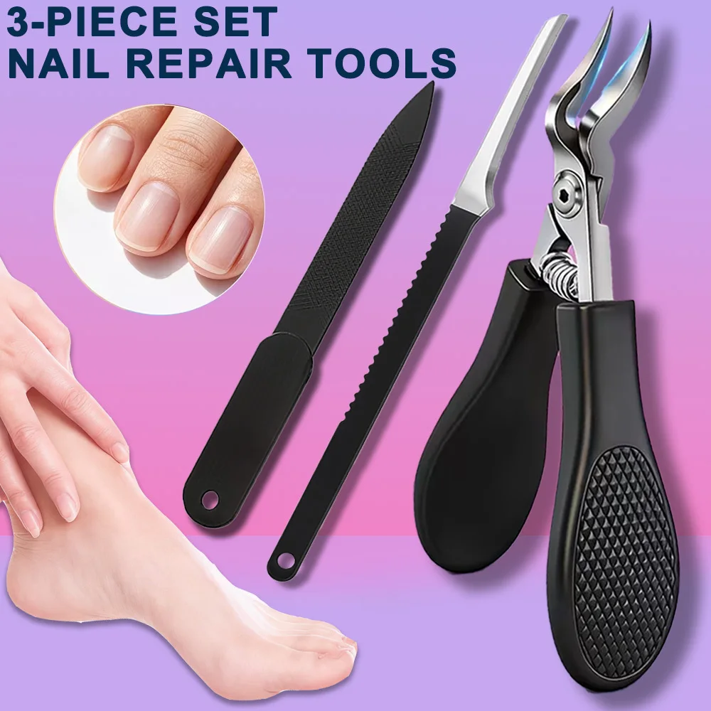 1/2/3pcs Stainless Steel Wide-Opening Ingrown Toenail Clipper Set with Beak Pliers, Nail Care Tools for Thick Hard Nails