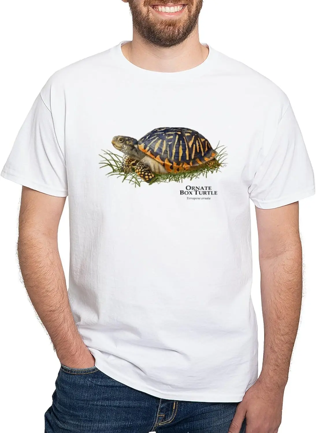 CafePress Ornate Box Turtle White T Shirt Men's 100% Cotton, Classic Graphic White T-Shirt