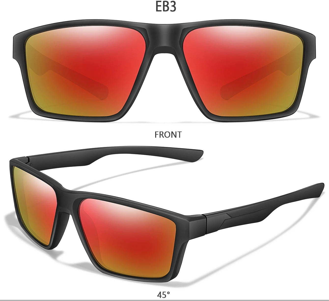 Polarisierte quadratische Sonnenbrille mit bunten Gläsern als Radfahren, Fahren, Wandern und Laufen, UV400-Brille für Männer, Frauen, Mädchen, Jungen, Festival – Detail 5