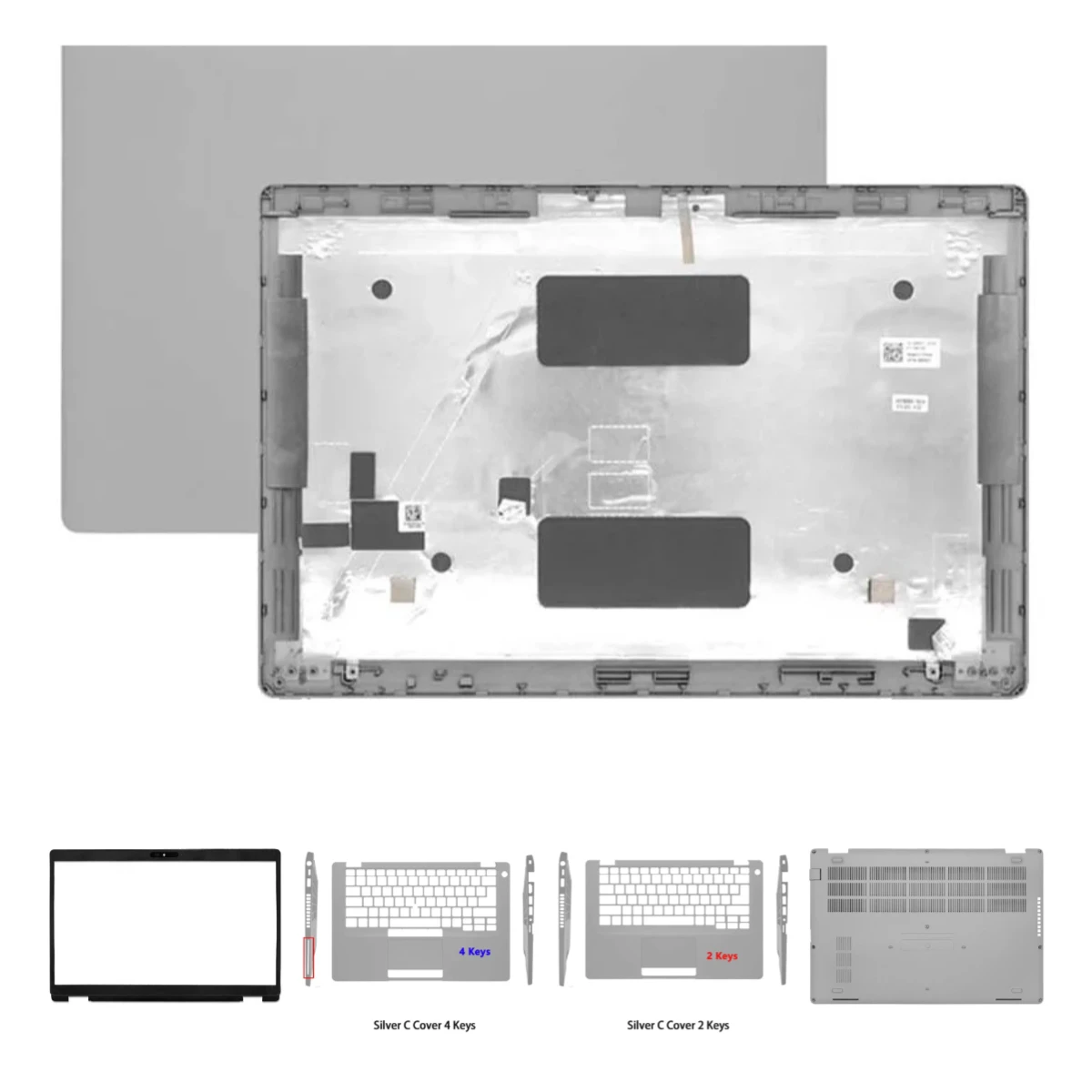 Replacement Cover for Latitude 5410 and E5410 Series LCD Rear Cover Front Frame Upper Lower Hand Rest Case 0NKPM7 00W819 Silver
