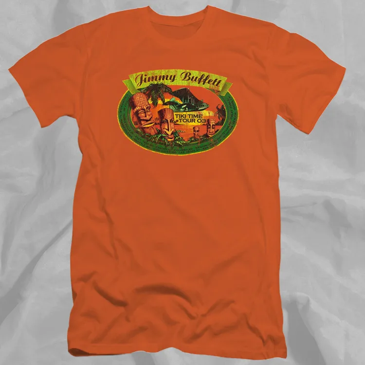 Jimmy Buffett Tiki Time Tour 2003 Margaritaville Rare Orange T-Shirt