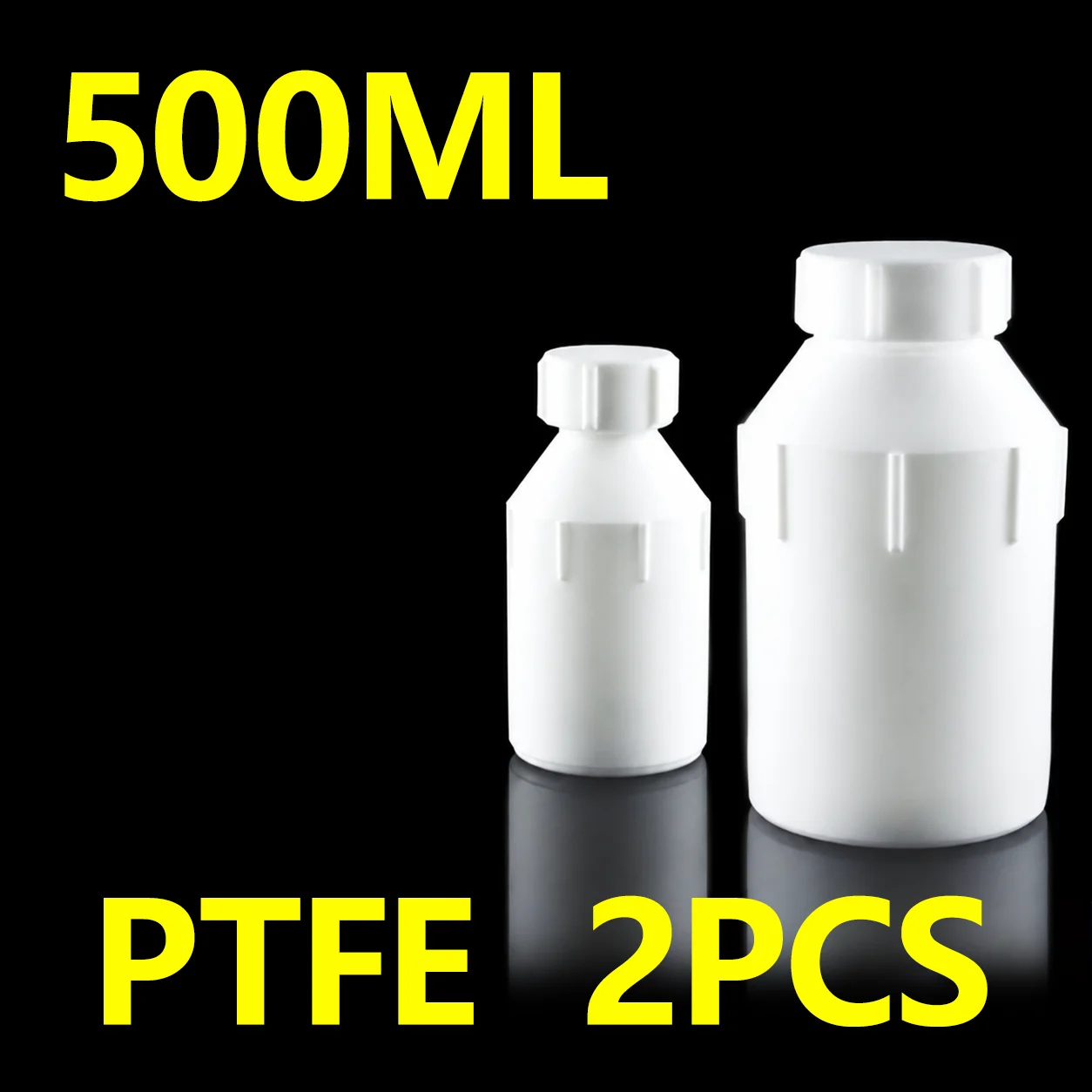 2 pieces PTFE reagent bottle 500ml large mouth/small mouth sample bottle resistant to high temperature, acid and alkali