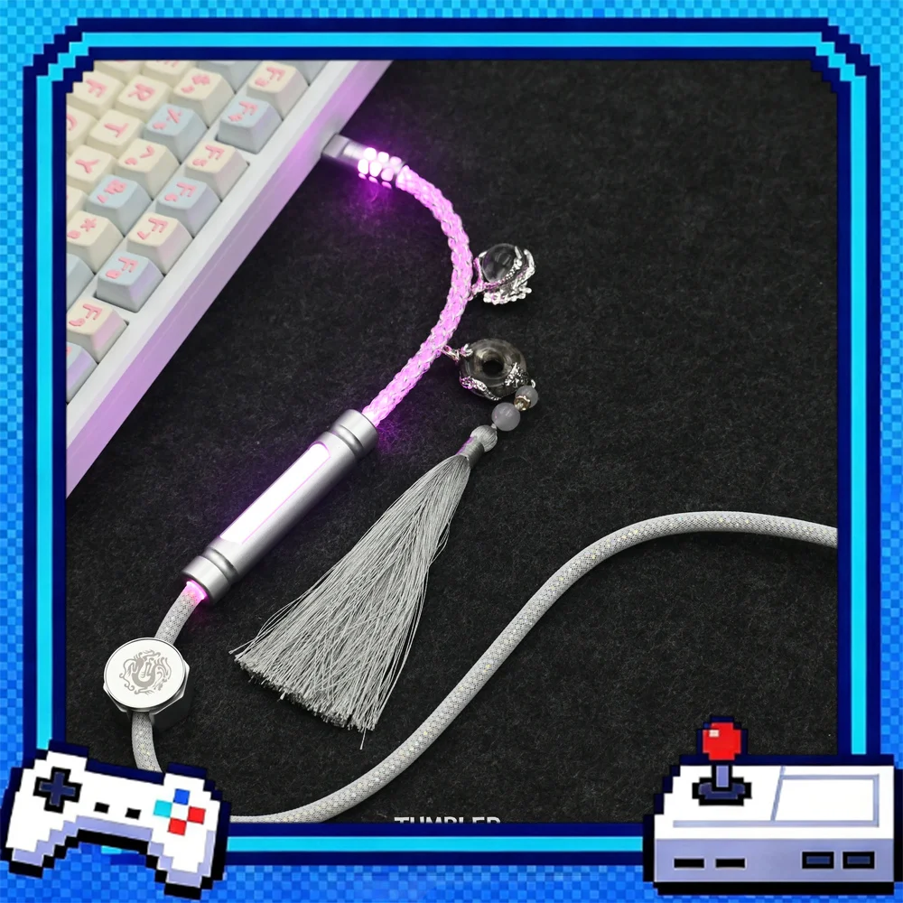 Tumbler Studio Silver Dragon V2 One-to-Two 8K Full Lighting Single Crystal Copper Custom Mechanical Keyboard Aviator Cable