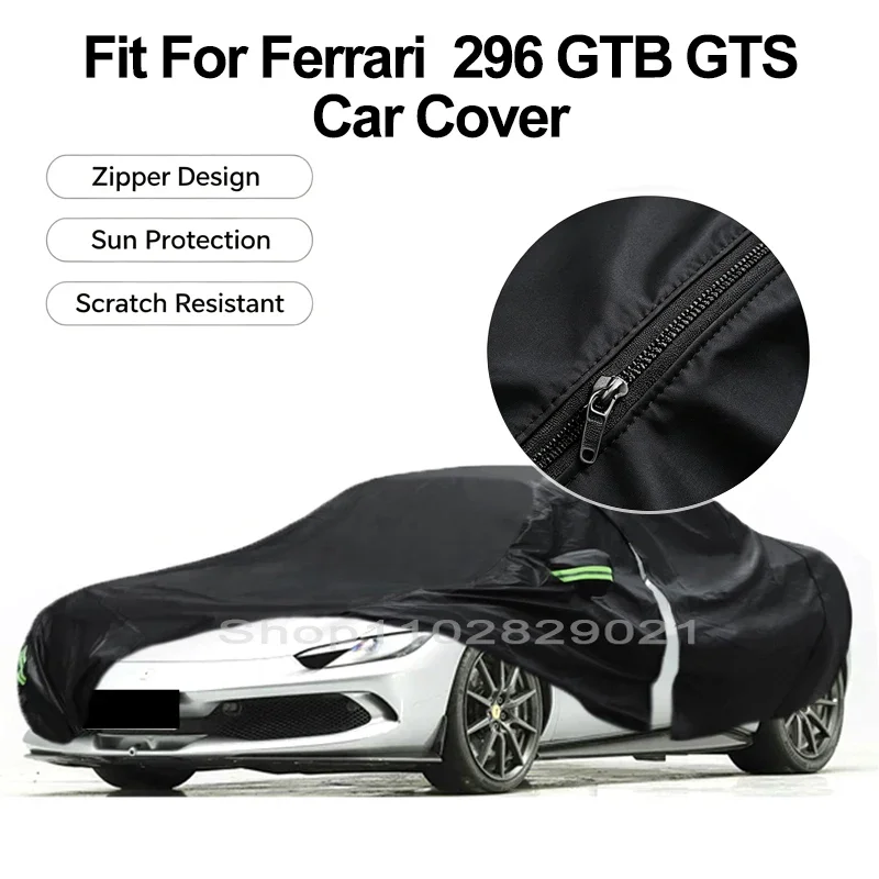 Zipper Door Waterproof Car Cover For Ferrari  296 GTB GTS Windproof Dustproof UV Protection All Weather Auto Protector