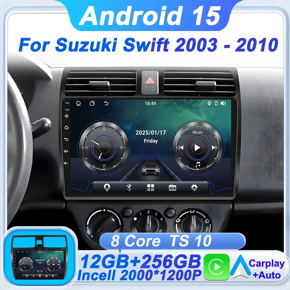 

2din Android 15 Car Radio For Suzuki Swift 2003 - 2006 2007 2008 2009 2010 Multimedia Player Carplay Stereo GPS Navi Head Unit