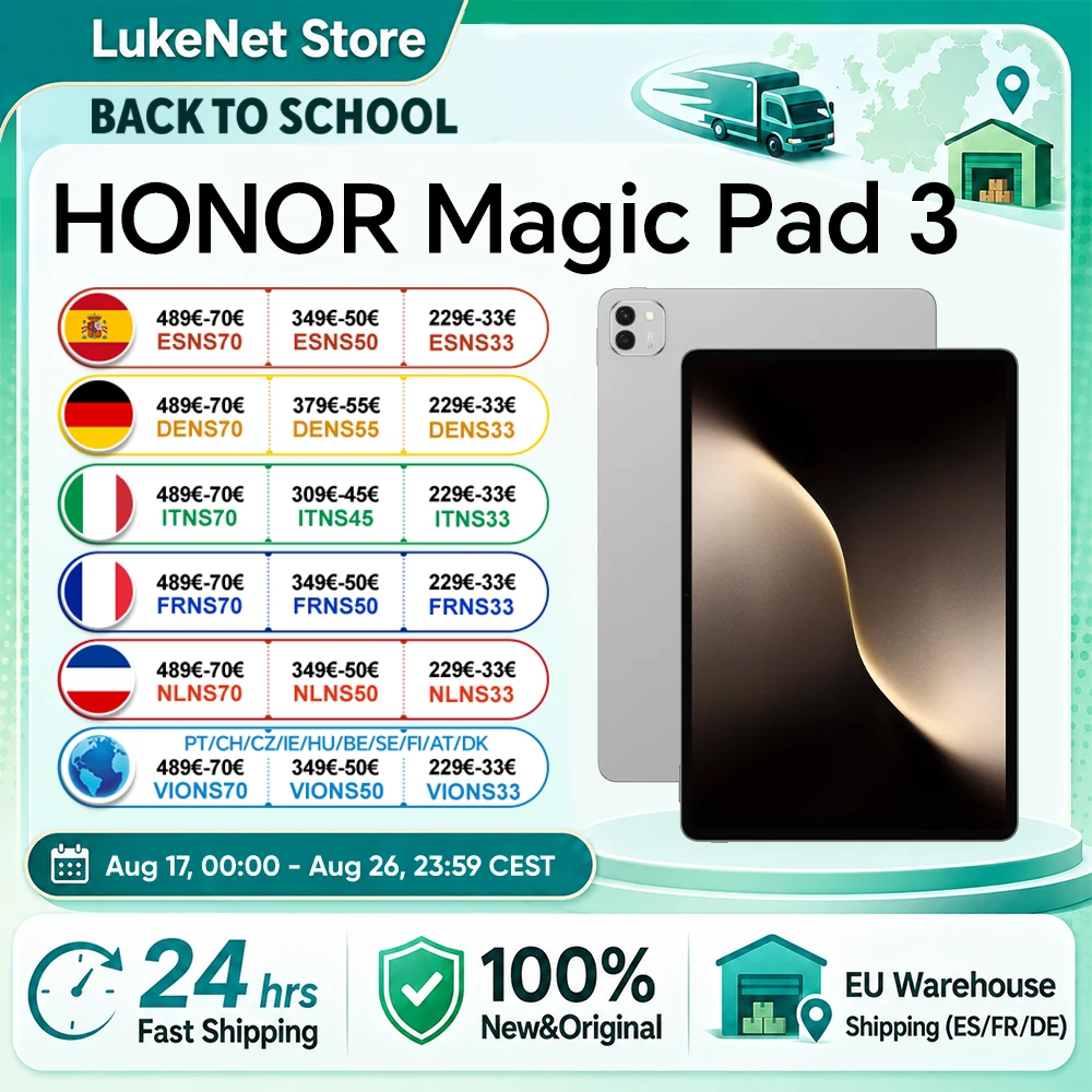 HONOR Magic Pad 3 Tablet Globale Version 13,3'' 3K LCD 165Hz Display Pad Snapdragon 8s Gen 3 12450mAh Akku Android 15