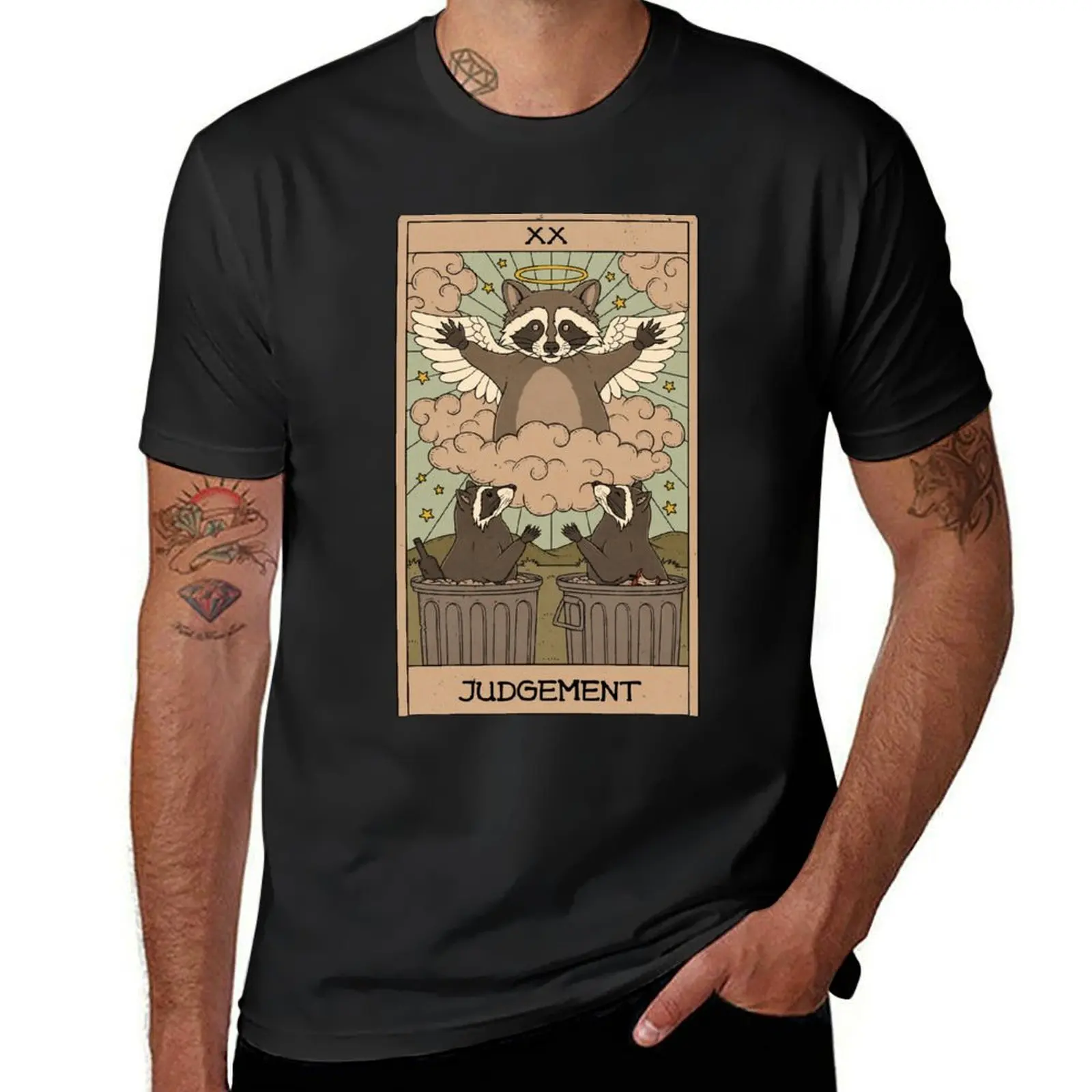 Judgement - Raccoons Tarot T-Shirt customs boys whites new edition Short sleeve tee men clothings