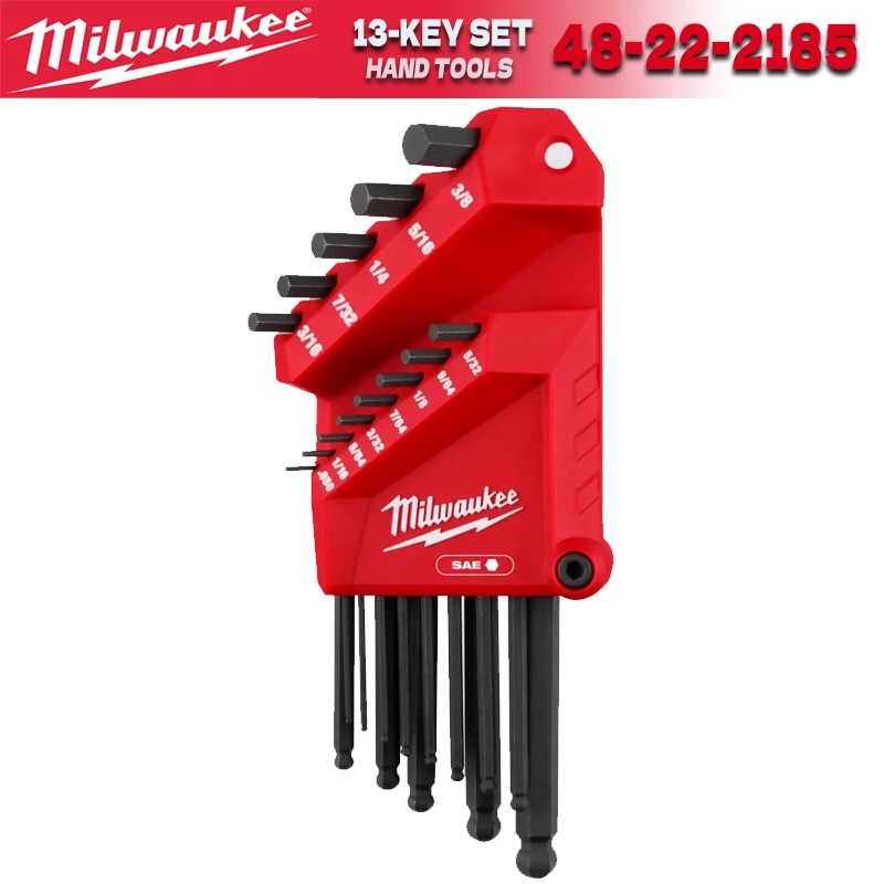 MILWAUKEE 48-22-2185 13 шт. набор L-образных ключей с шаровым наконечником SAE, многоцелевой ключ, детали машины, ручные инструменты Milwaukee