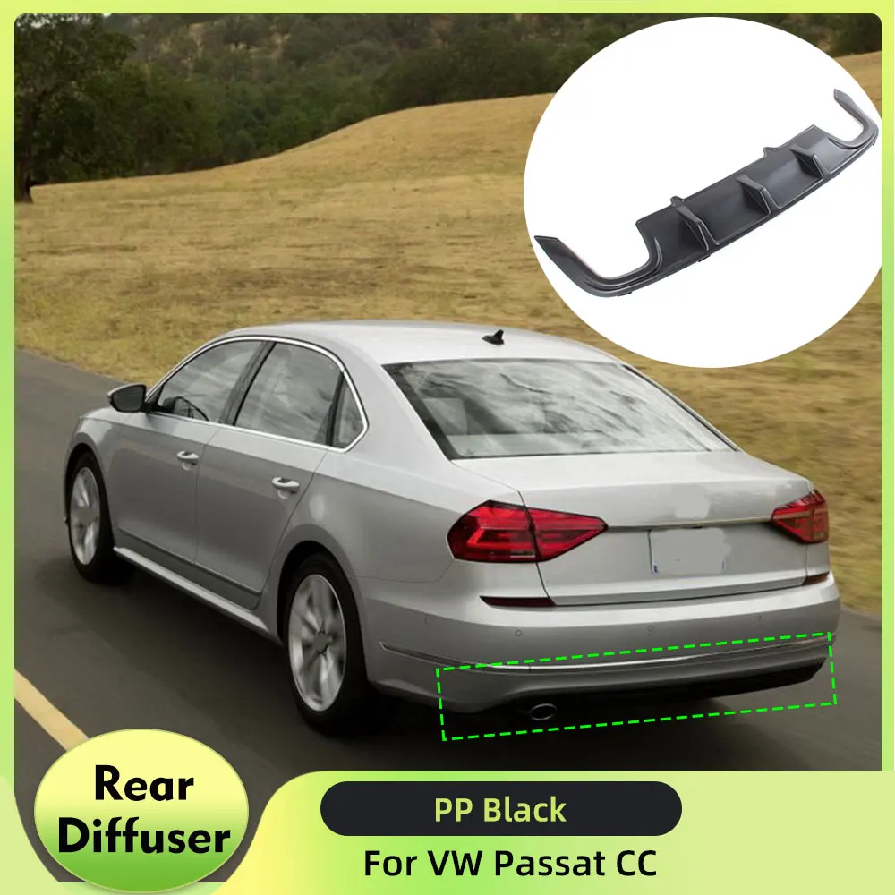 

Rear Bumper Diffuser Lip Spoiler For Volkswagen VW Passat CC Sedan 4 Door 2010-2012 Unpainted PP Matte Black Car Diffuser