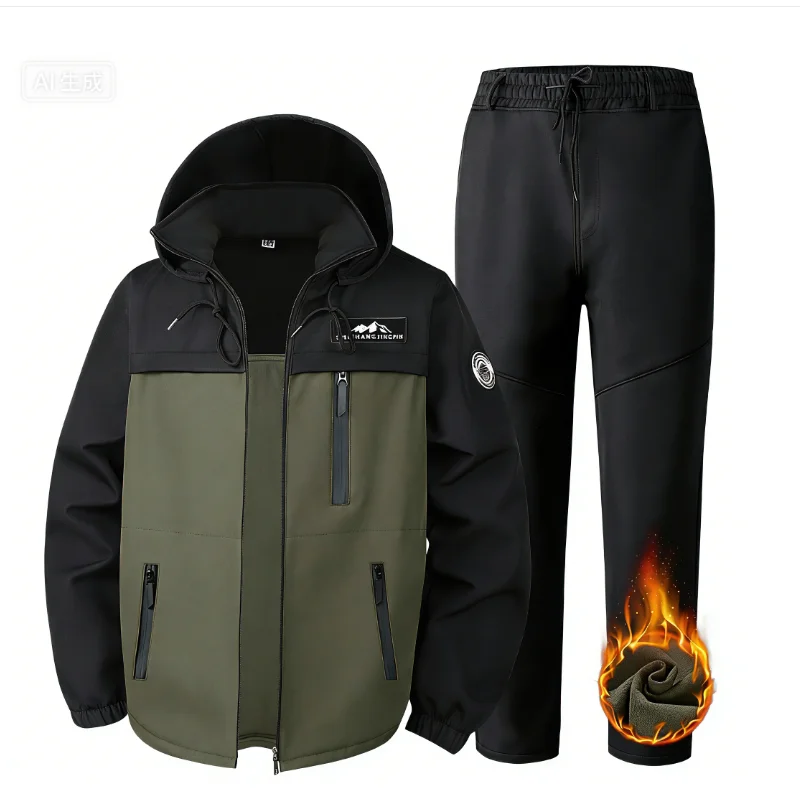 الخريف والشتاء في الهواء الطلق التكتيكية الصوف سترة مجموعة يندبروف مقاوم للماء ودافئة تسلق الجبال دعوى الباردة واقية ملابس العمل #3