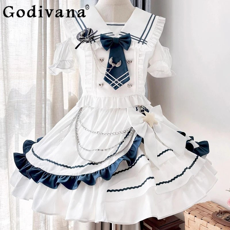 

Singing Costume Cute Skirt Set for Girls College Style Short Sleeve Skirt Suits Women Original Design Lolita Skirt Outfit