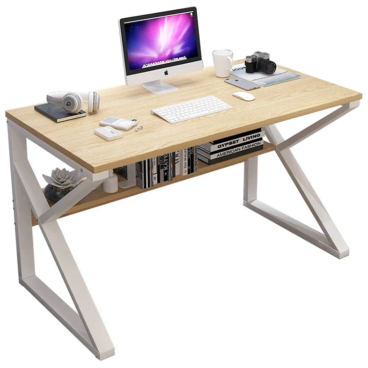 

Simple modern home computer desk economical study desk high quality steel z-leg computer desk with lower storage board