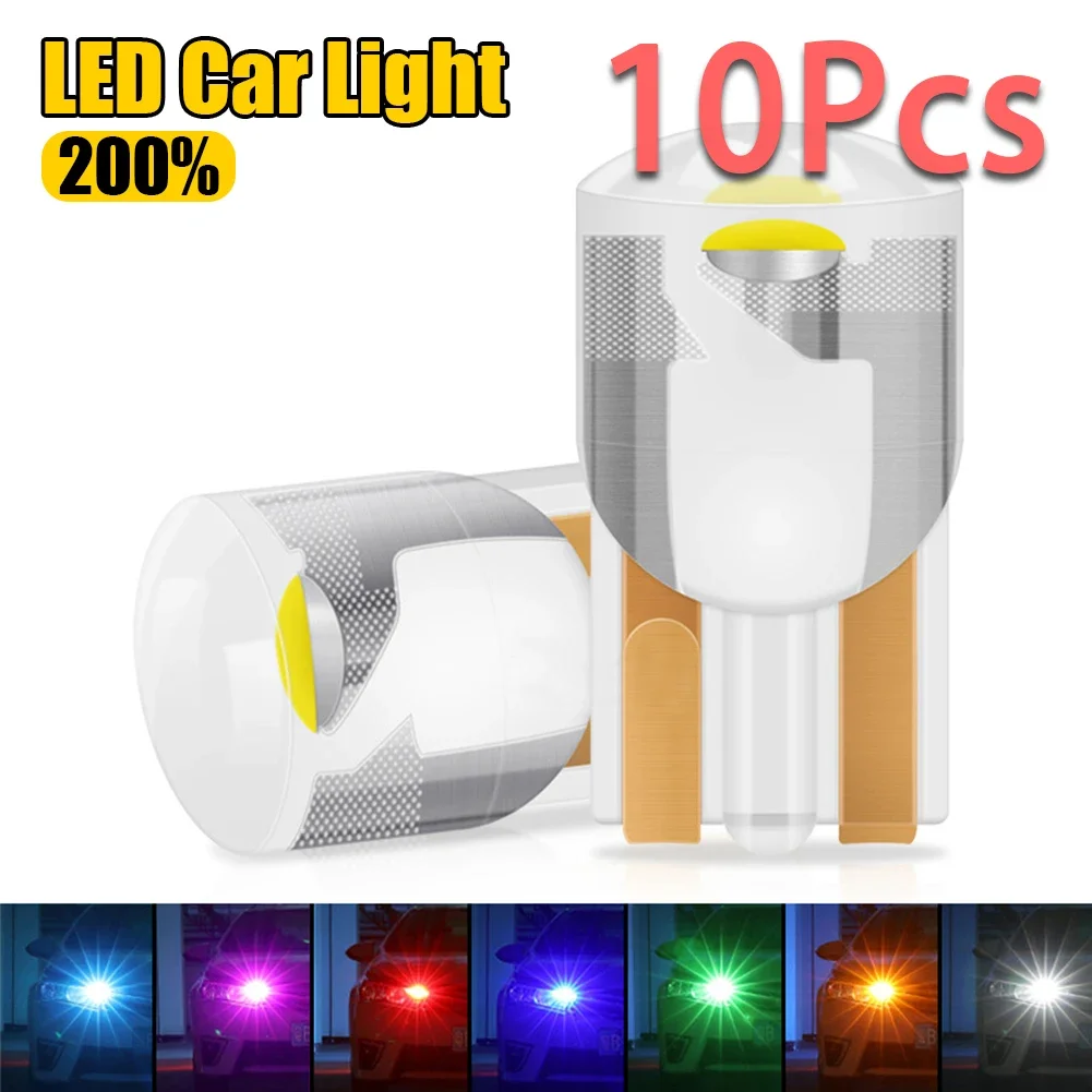 10Pcs T10 LED Car COB Light Bulbs 12V Transparent Crystal Reading License Plate Light Signal Lamp LED Interior Dome Lamps