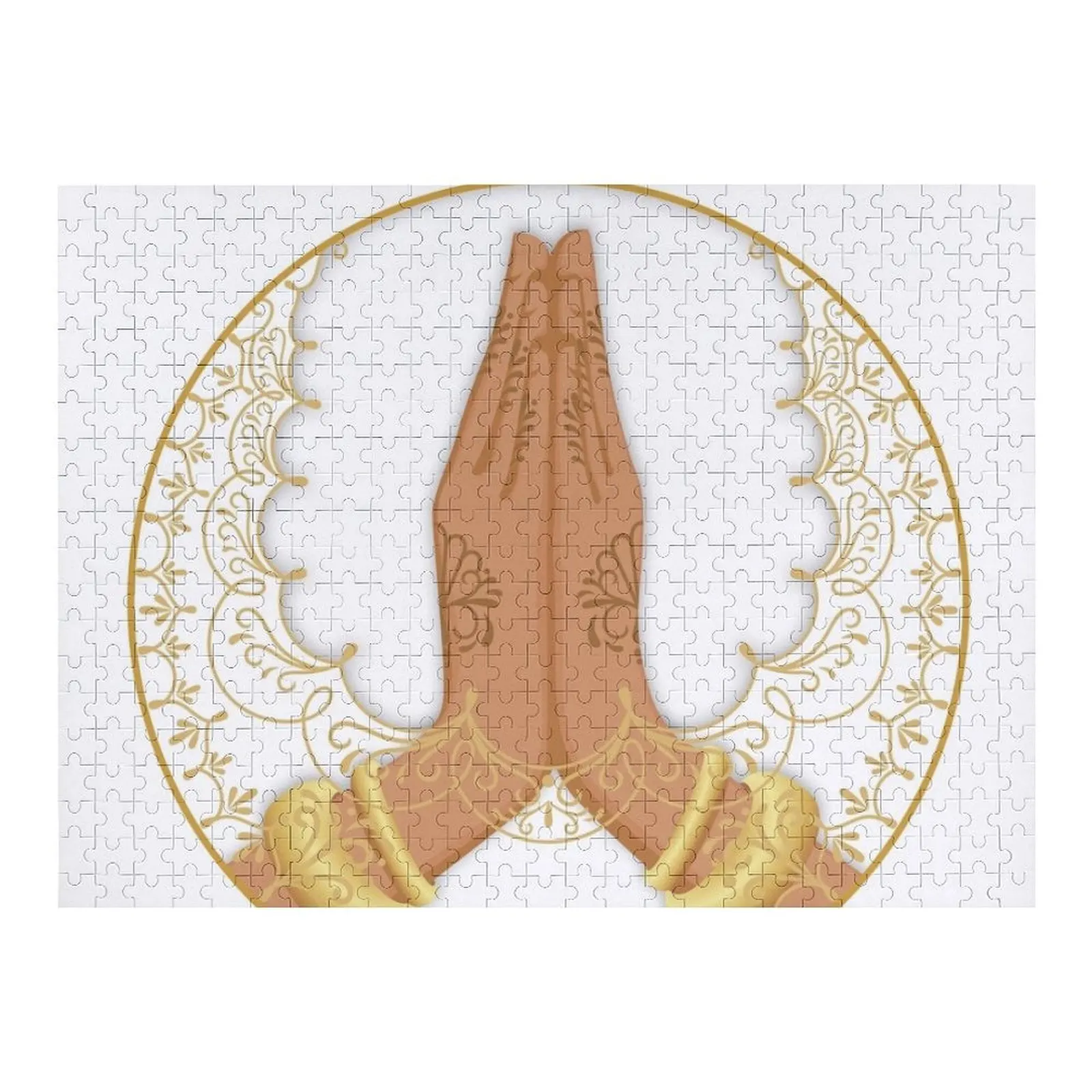 

Namaste Hands White Mandala Jigsaw Puzzle Name Wooden Toy Wood Photo Personalized Personalised Name Puzzle
