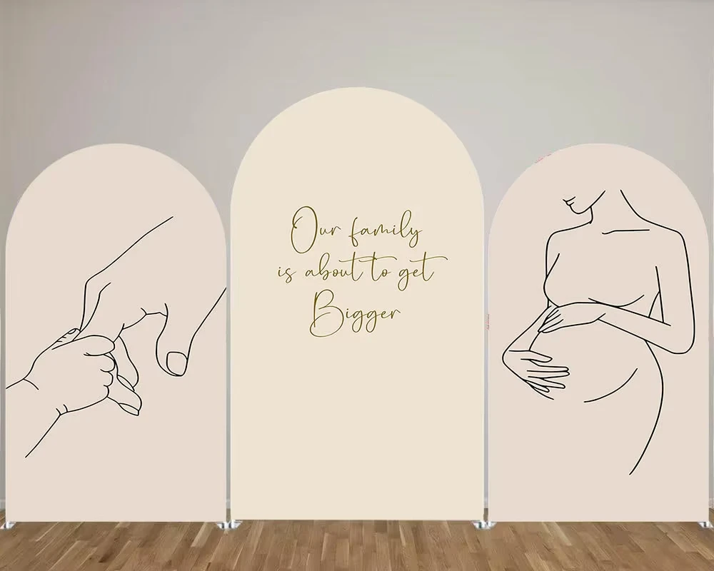 Fondo de arco familiar cálido de VIKAMA, estilo minimalista, silueta de madre embarazada, fiesta de luna llena de bebé, decoración de aniversario familiar