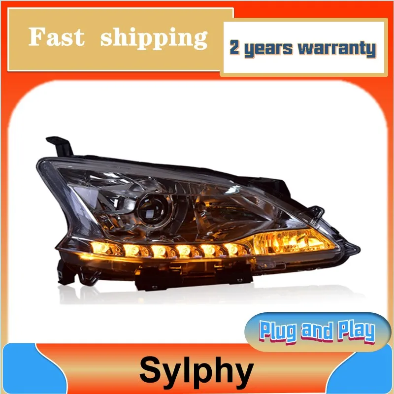 Car Styling for Nissan Sylphy Head Light 2013-2015 Sentra Headlight DRL Turn Signal Low High Beam Projector Lens