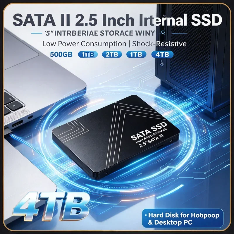 SATA III 2.5 Inch Internal SSD Low Power Consumption Shock Resistant 500GB 1TB 2TB 4TB Hard Disk for Notebook & Desktop PC