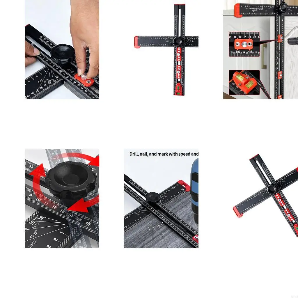 3 In 1 Scribing Punching Positioning Ruler Home Improvement Measuring Tool For Woodworking And General Diy Use M4YD