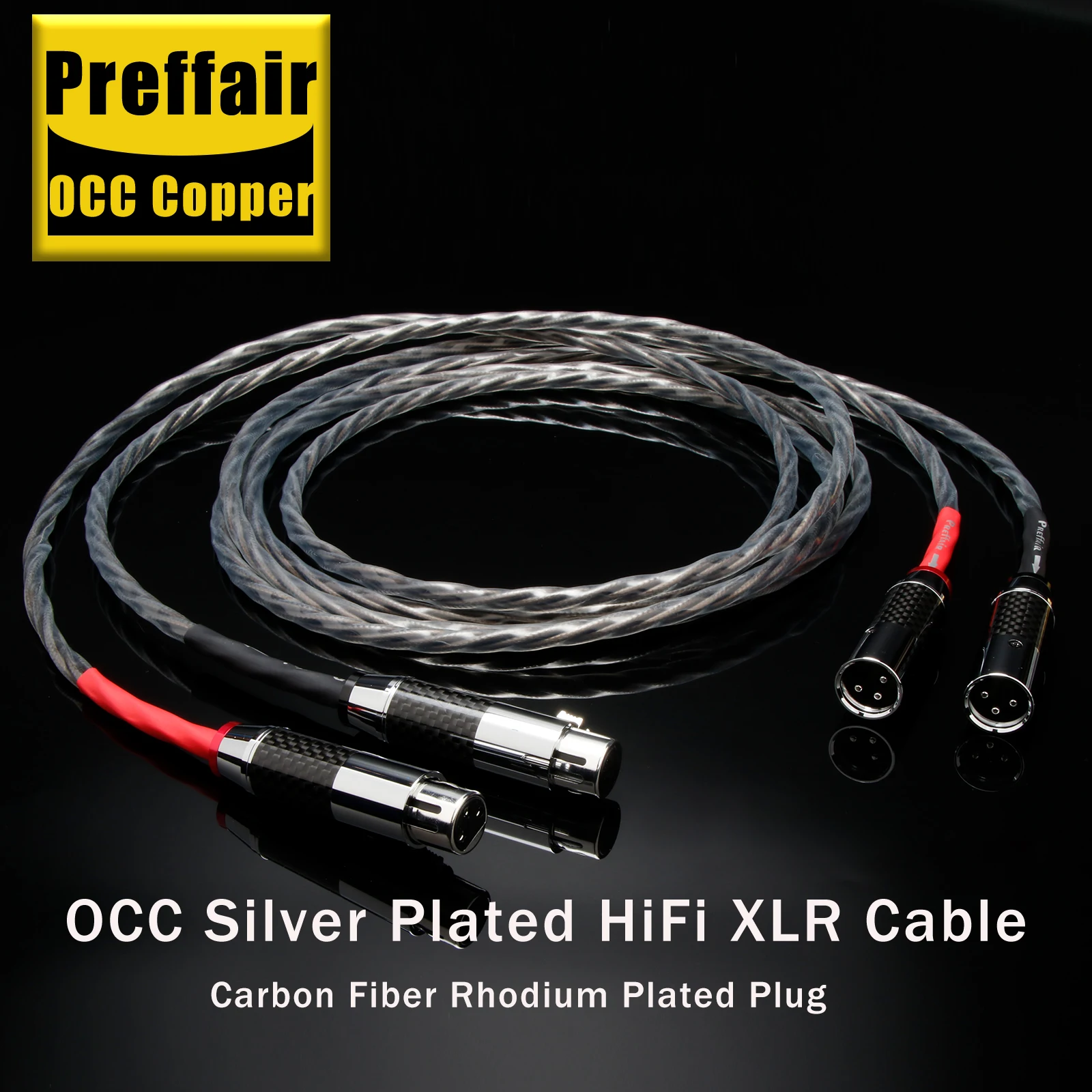 Paar RCA-Kabel 7n OCC versilbertes XLR-Kabel Verbindungskabel mit Kohlefaser-Rhodium-Steckern – Detail 8