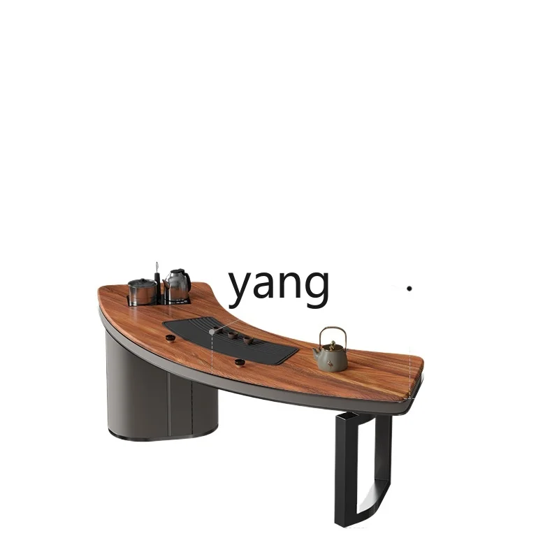 LMMblack walnut solid wood tea table villa high-end light luxury modern tea table kettle integrated