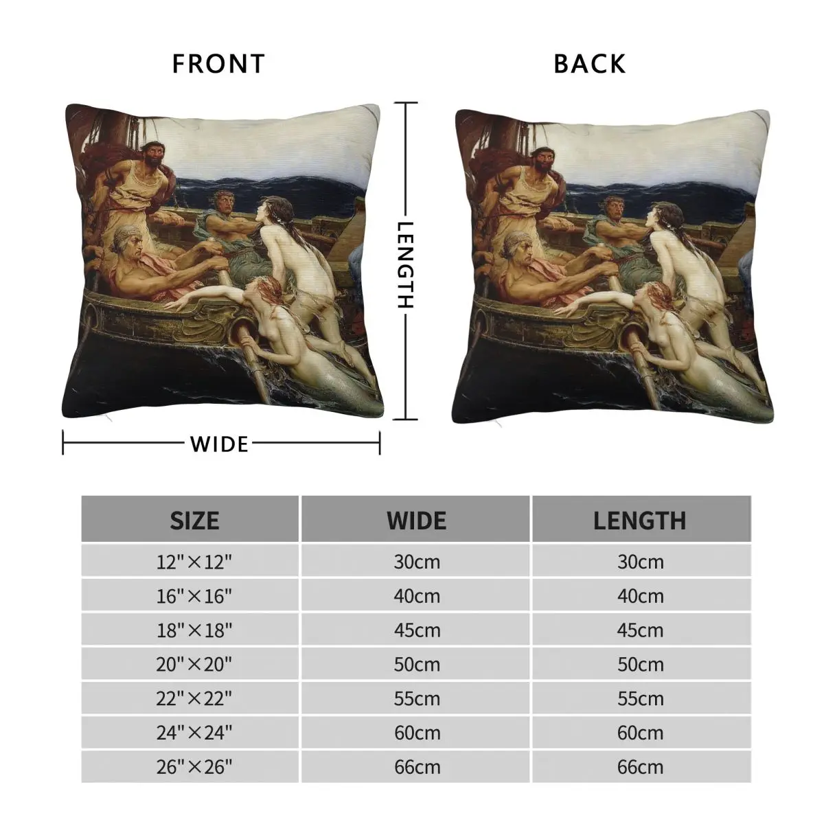 Ulysses And The Sirens Waterhouse Square Pillowcase Polyester Linen Velvet Printed Zip Decorative Pillow Case Room Wholesale