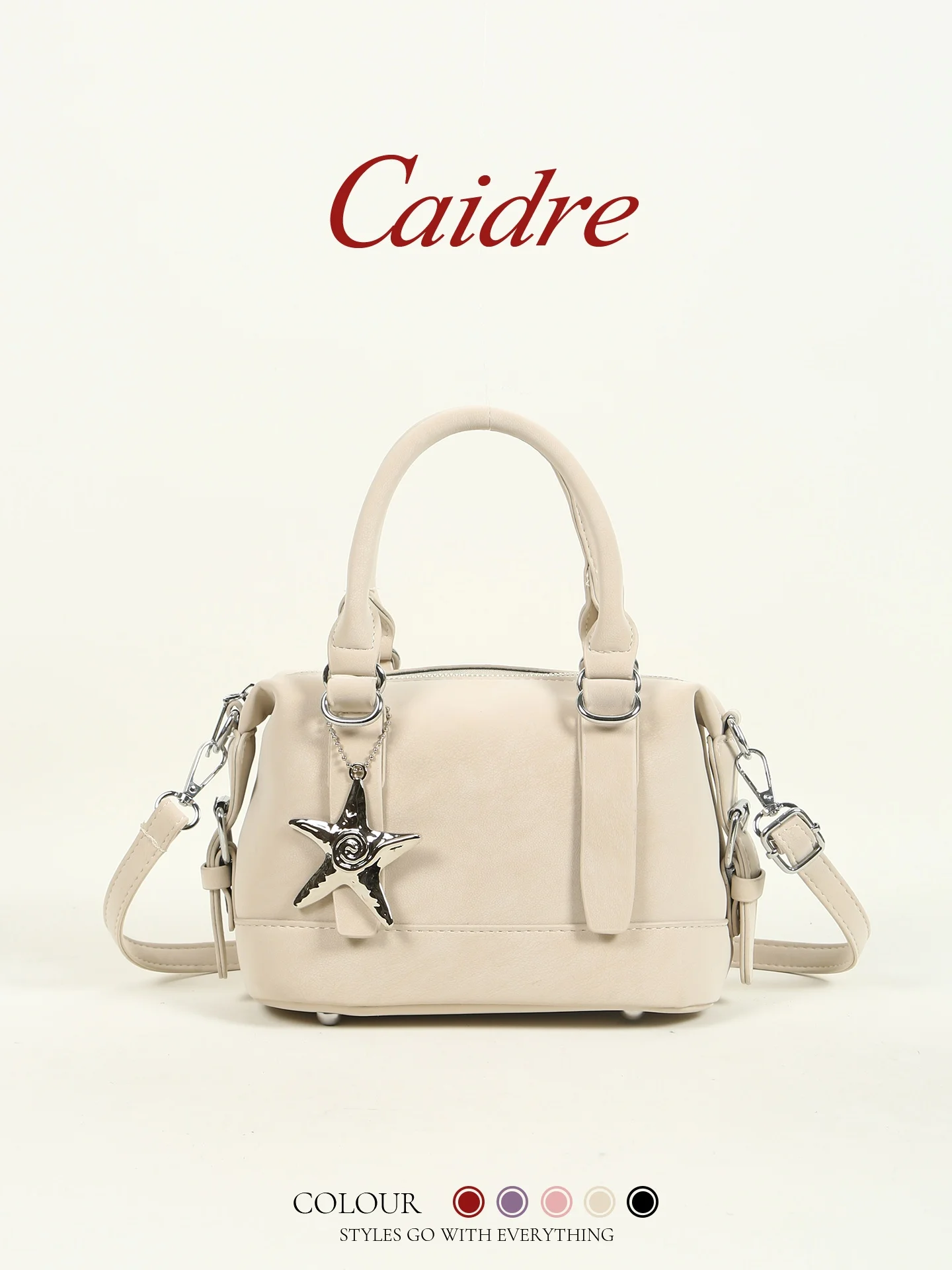 

Caidre Boston Pillow Bag Women's Commuter Handbag 2026 New Style Single Shoulder Slant Cross Small Bag Korean Style Pure Color