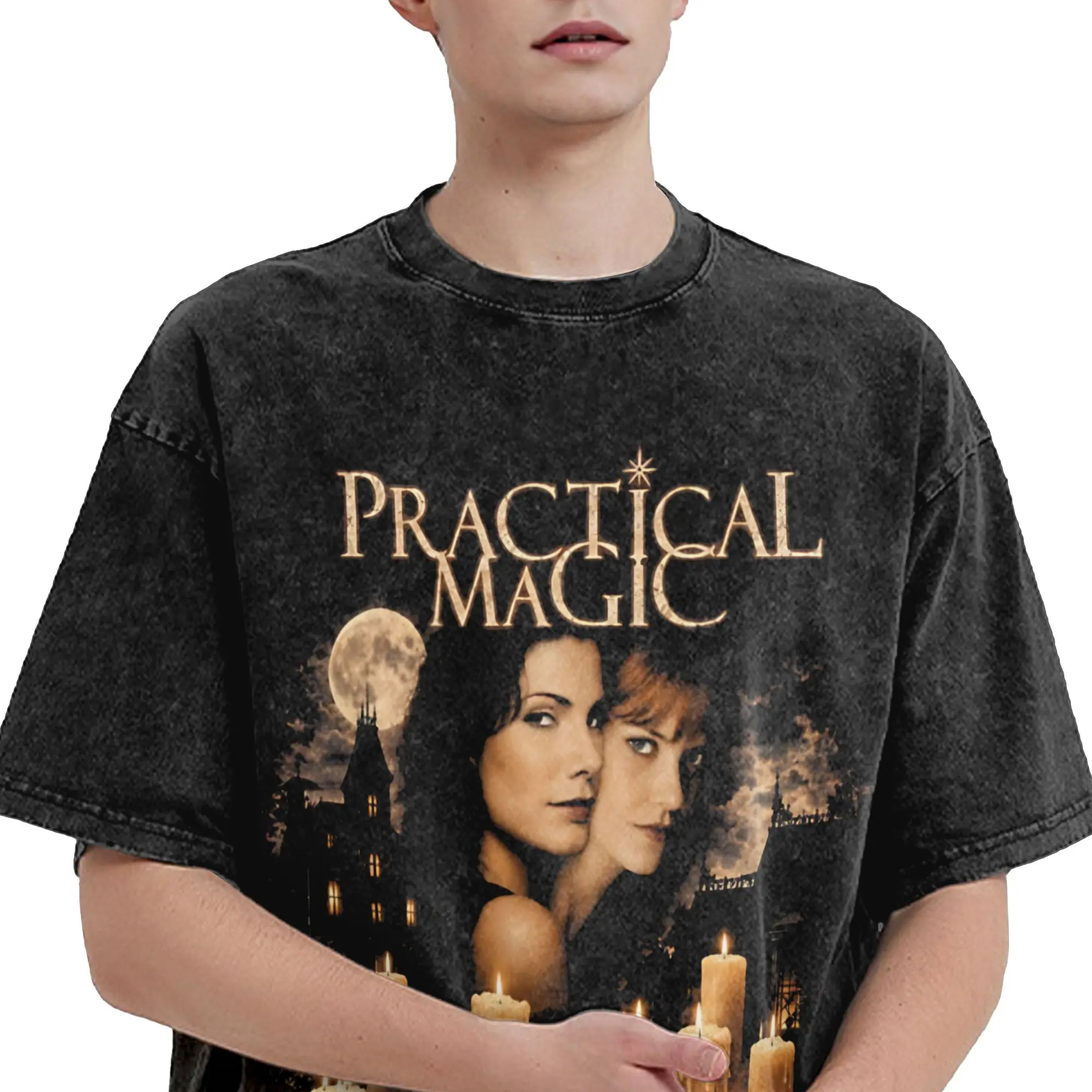 Harajuku Washed Shirt Practical Magic Witchcraft Gothic Occult Mystic Halloween Apparel Novelty T Shirt Harajuku  Streetwear