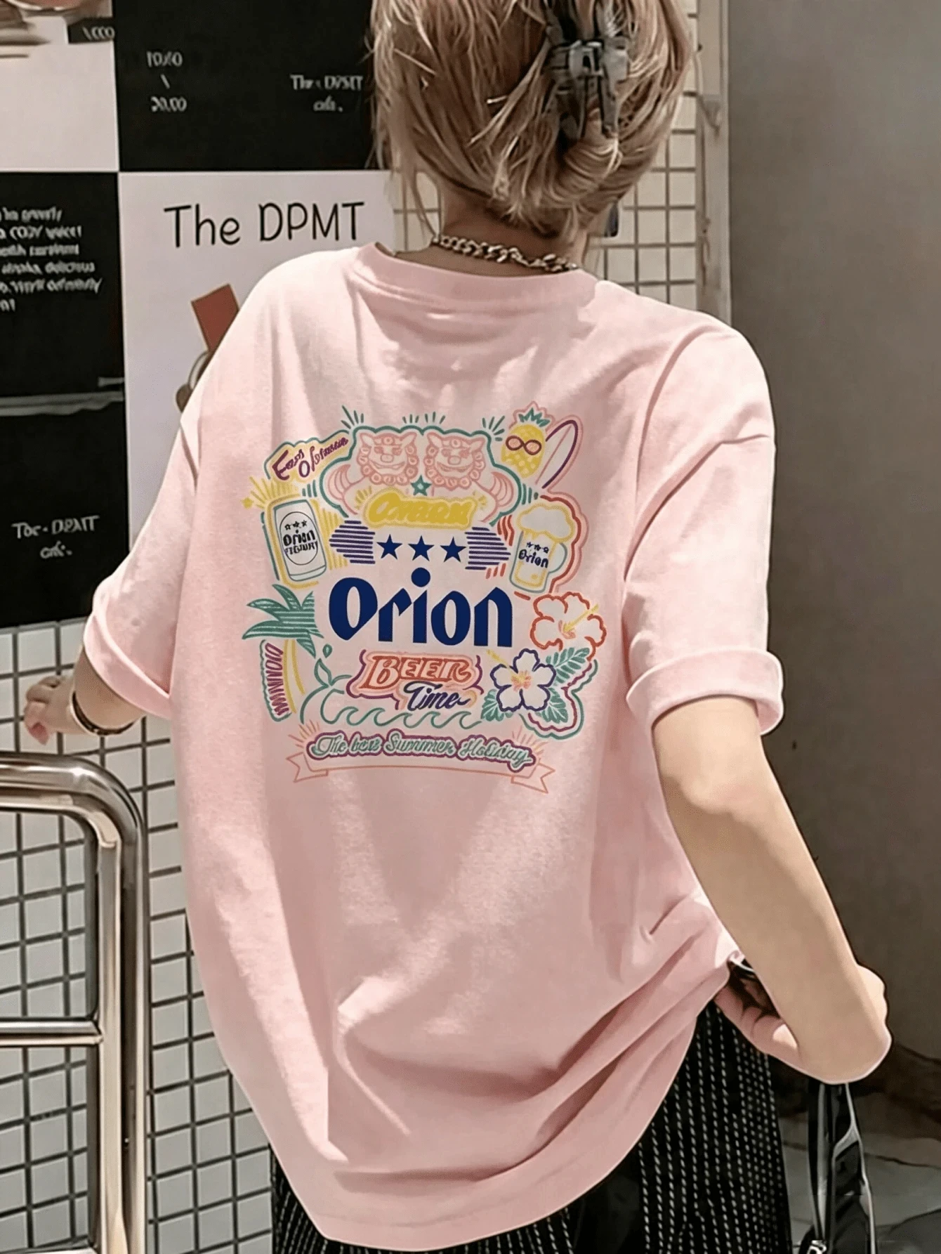 2026 New Orion Beer Style Family Matching Unisex Oversized T Shirt Tropical Summer Collage Back Print Streetwear Tops