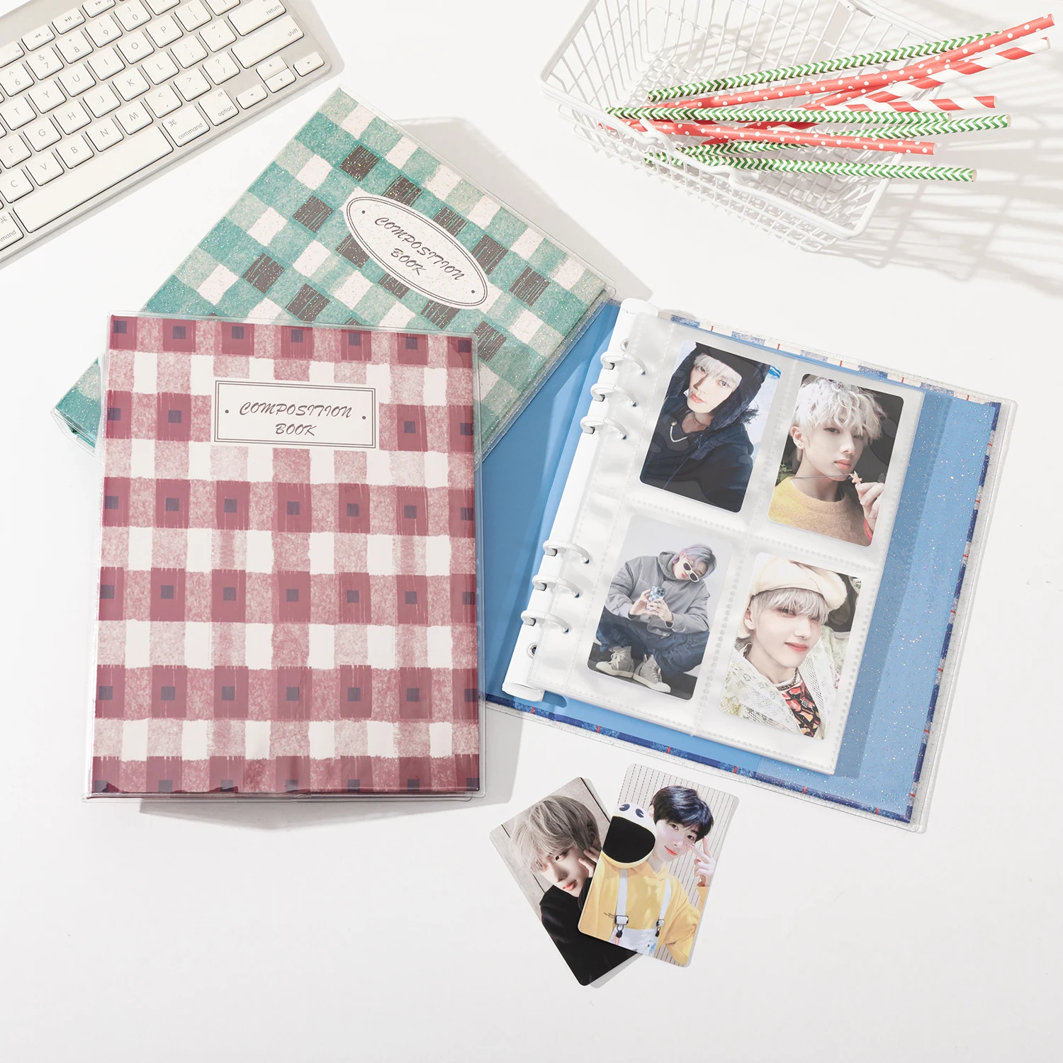 Tweed-style Plaid photocard binder A5 Loose leaf Photo Album 3inch photo holder for K-pop Idol Cards Collection, Korean 포카 바인더